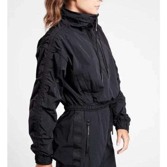 ATHLETA Allyson Felix Legend Oversized Jacket Black Windbreaker Reflective XL - Picture 1 of 13